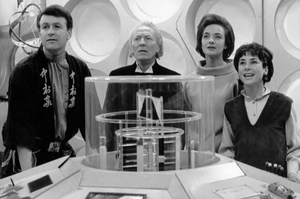 William Russell, William Hartnell, Jacqueline Hill and Carole Ann Ford in Doctor Who: Marco Polo (BBC, 1964).