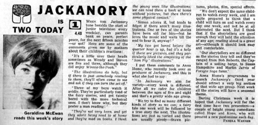 Radio Times feature on Jackanory's second anniversary, 1967.