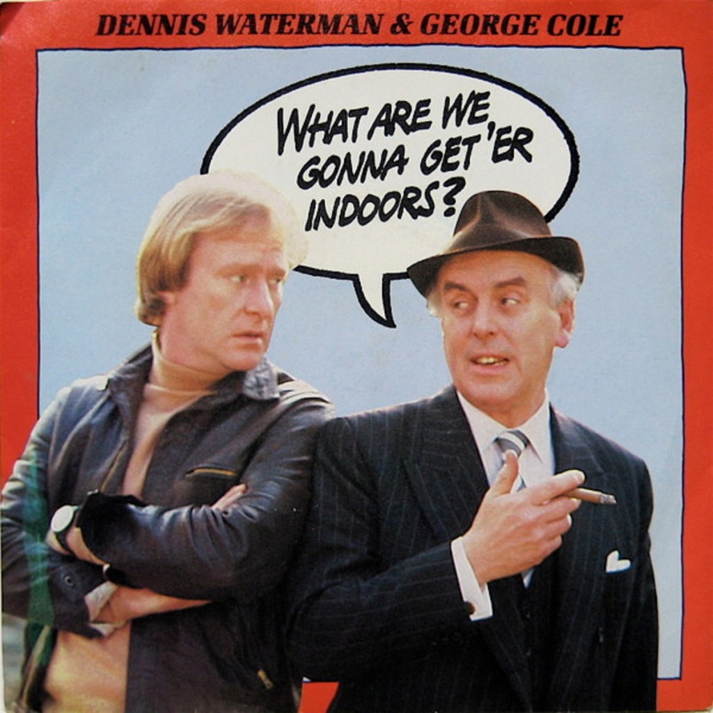 What We Gonna Get 'Er Indoors? by Dennis Waterman And George Cole (EMI, 1983) - listen to Stephen O'Brien and Tim Worthington talking about it on Looks Unfamiliar.
