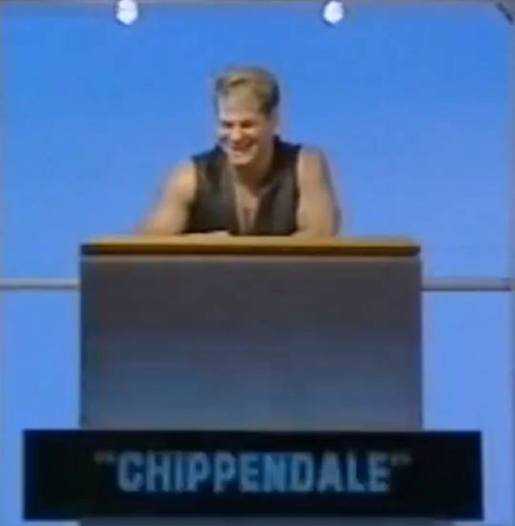 "Chippendale" appearing on Celebrity Squares in 1993.