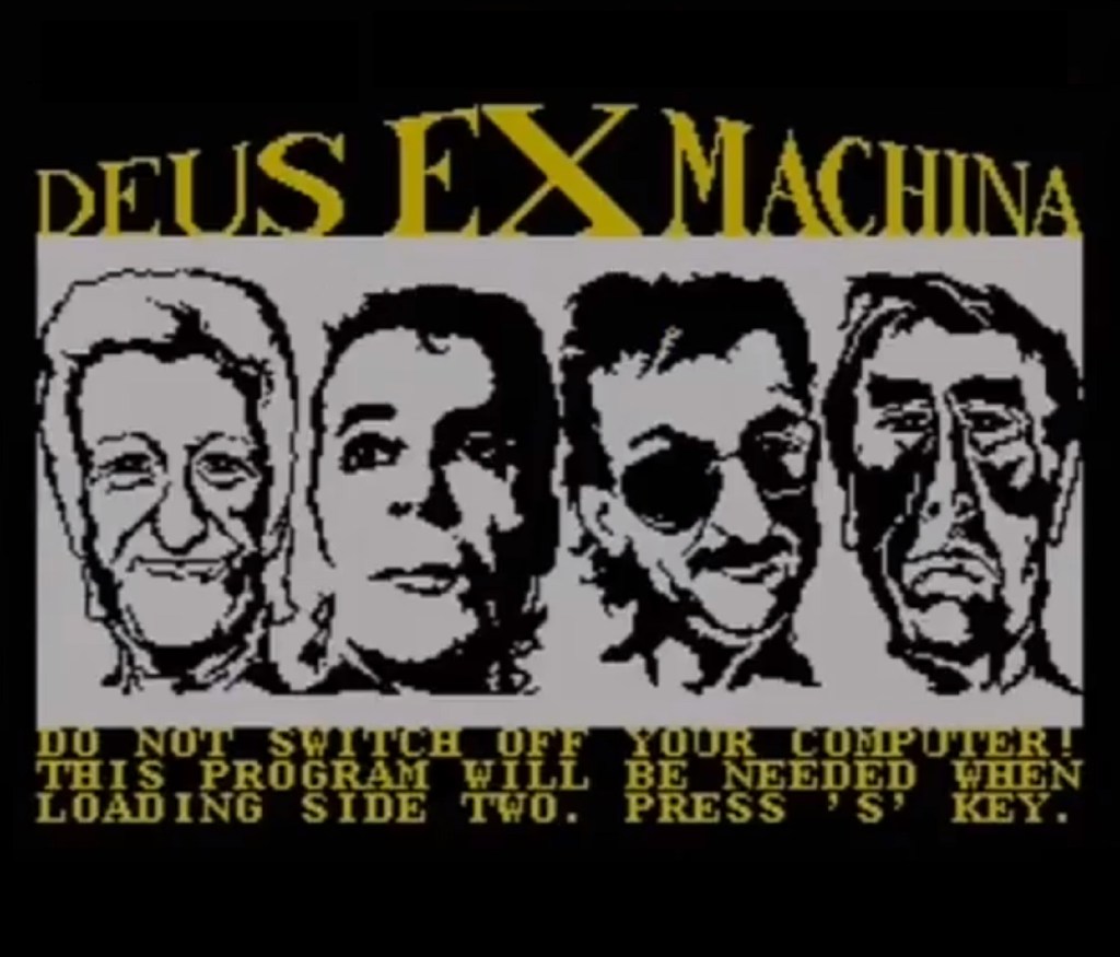 ZX Spectrum game Deus Ex Machina (Automata, 1984), - listen to Stephen Brotherstone and Dave Lawrence talking to Tim Worthington about it in Looks Unfamiliar.