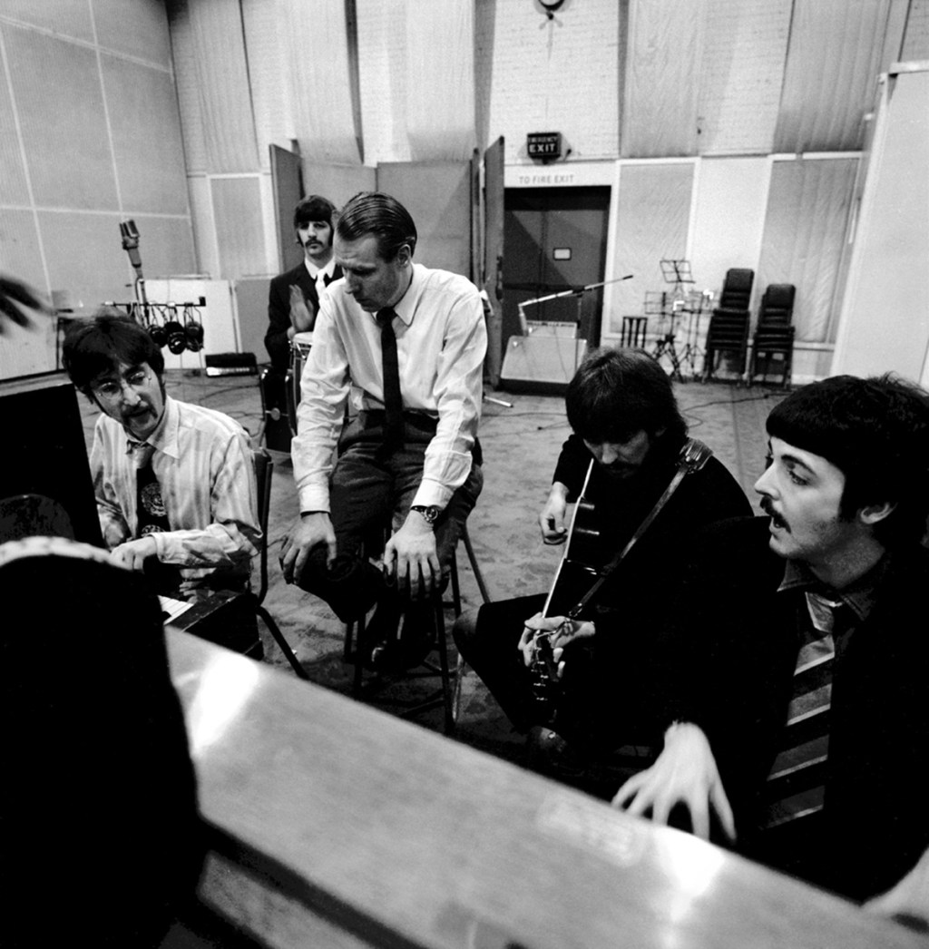 The Beatles and George Martin in Abbey Road around the time of Carnival Of Light.