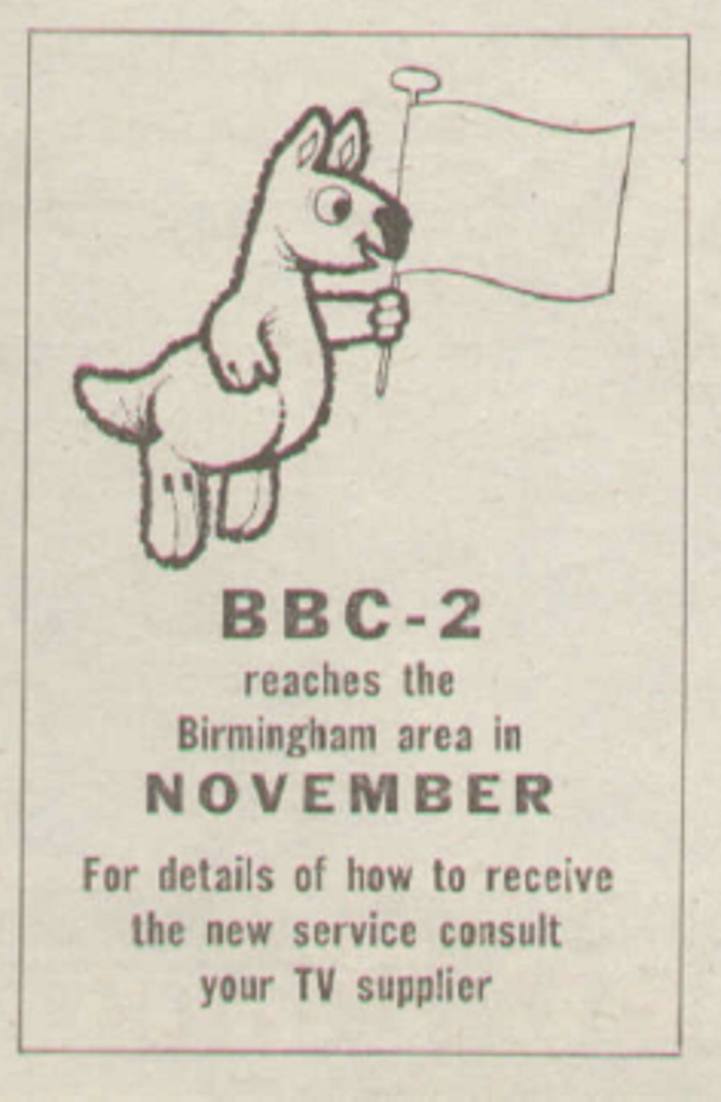 BBC2 launch announcement, Radio Times 1965.