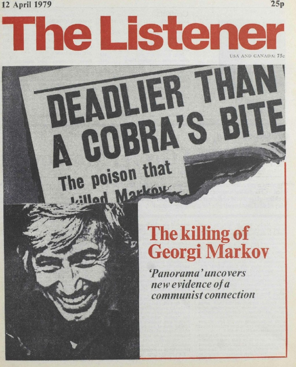 The Listener - cover feature on Georgi Markov (April 1979).