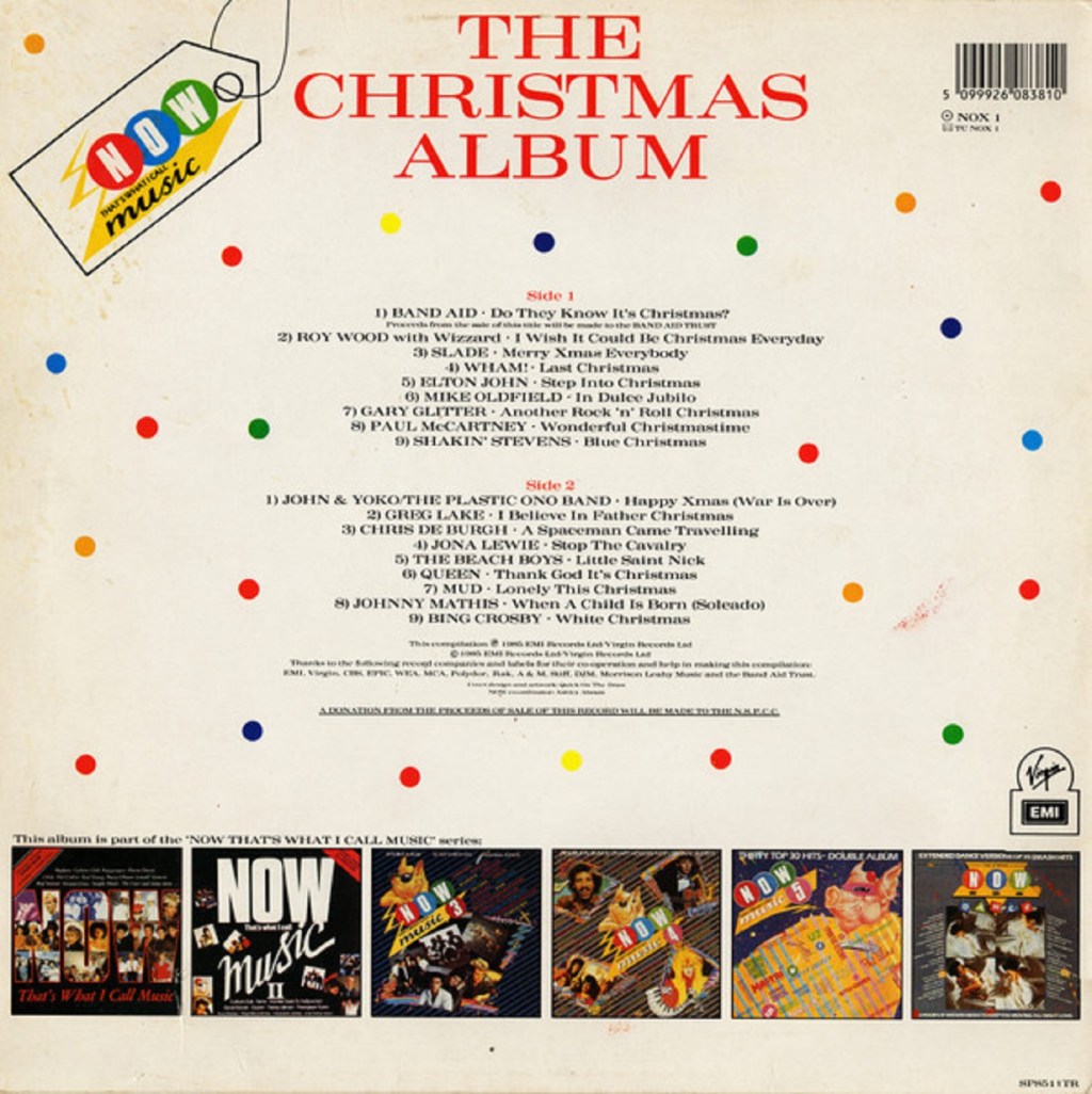 Now - The Christmas Album (Virgin/EMI, 1985) - listen to Ben Baker and Tim Worthington talking about it in Looks Unfamiliar.