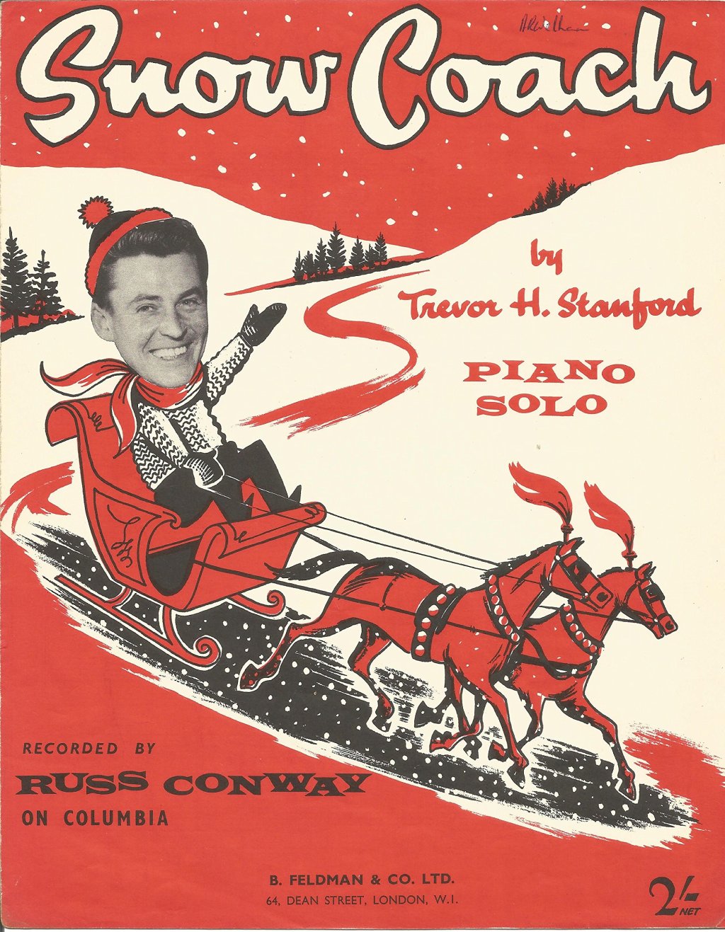 Sheet Music for Snow Coach by Russ Conway (1959).