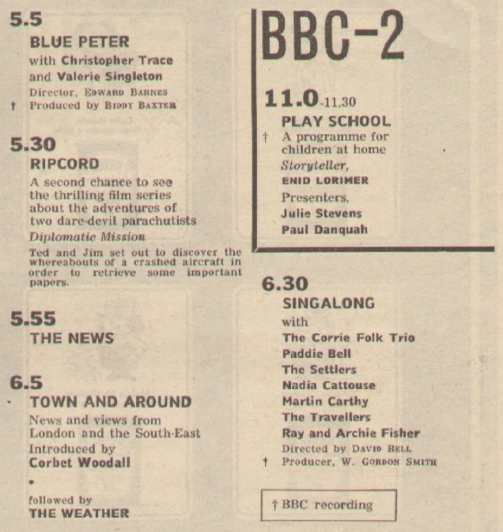 Radio Times listing for Play School's two hundredth edition, 1965.