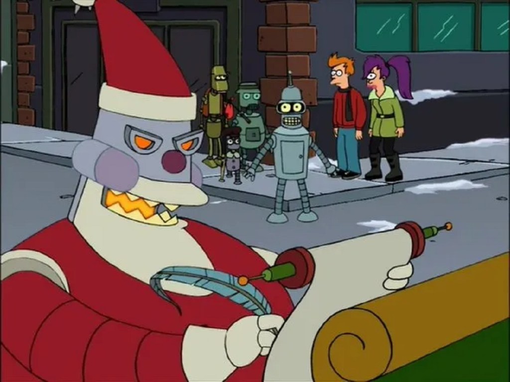Futurama: Xmas Story (Fox, 1999) - listen to Garreth Hirons talking to Tim Worthington about it in Looks Unfamiliar.