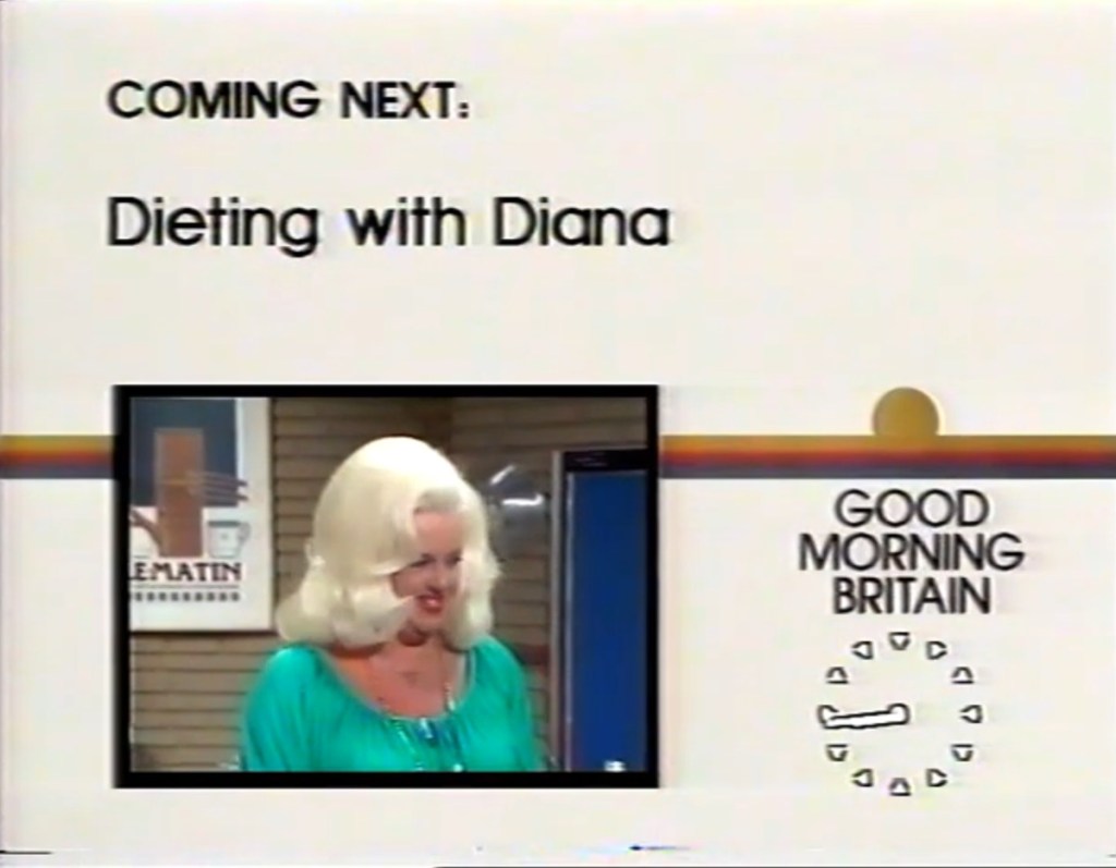 Good Morning Britain: Dors' Dozen (TV-am, 1983) - listen to Anna Cale and Tim Worthington talking about it in Looks Unfamiliar.