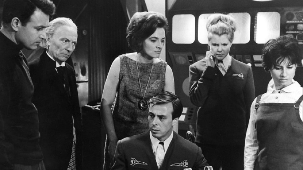 Ian Chesterton, Doctor Who, Barbara Wright, Captain Maitland, Carol Richmond and Susan in Doctor Who And The Sensorites (BBC1, 1964).