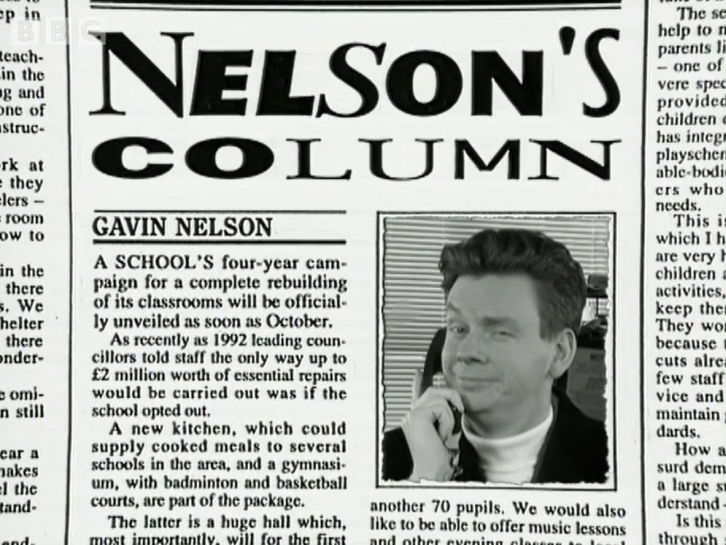 Nelson's Column (BBC1, 1994-95) - listen to Anna Cale and Tim Worthington talking about it in Looks Unfamiliar.