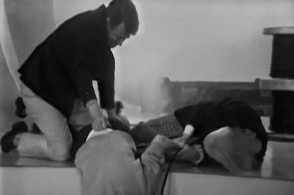 William Russell, Jacqueline Hill and William Hartnell in Doctor Who: The Chase (BBC1, 1965).