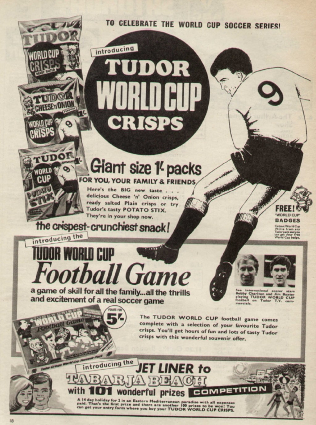 Tudor World Cup Crisps advert, 1970.