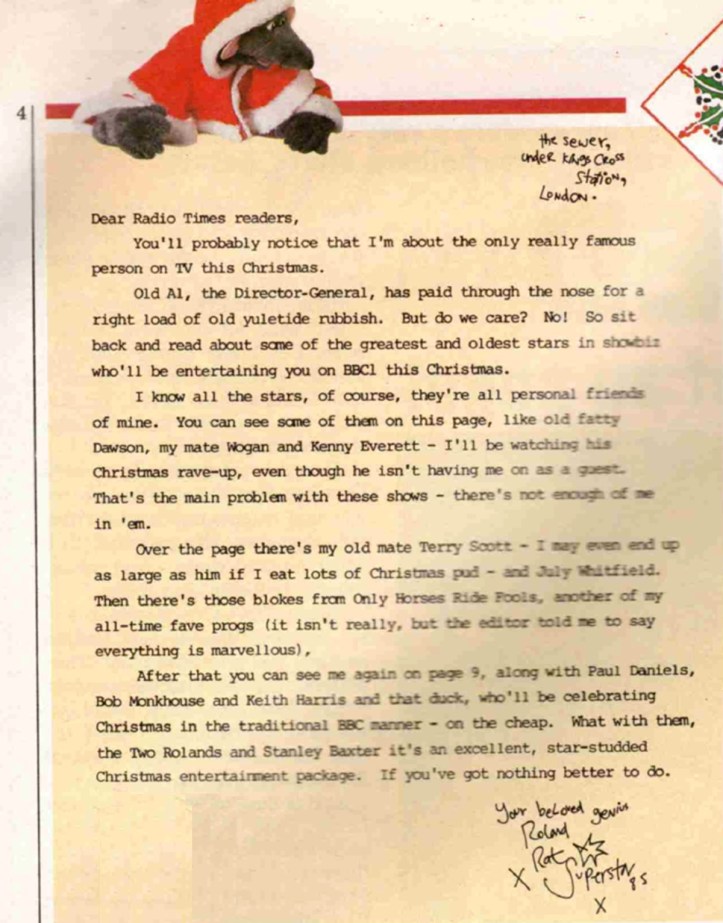 Roland's Yuletide Binge (BBC1, 1985) - listen to Ben Baker and Tim Worthington talking about it in Looks Unfamiliar.